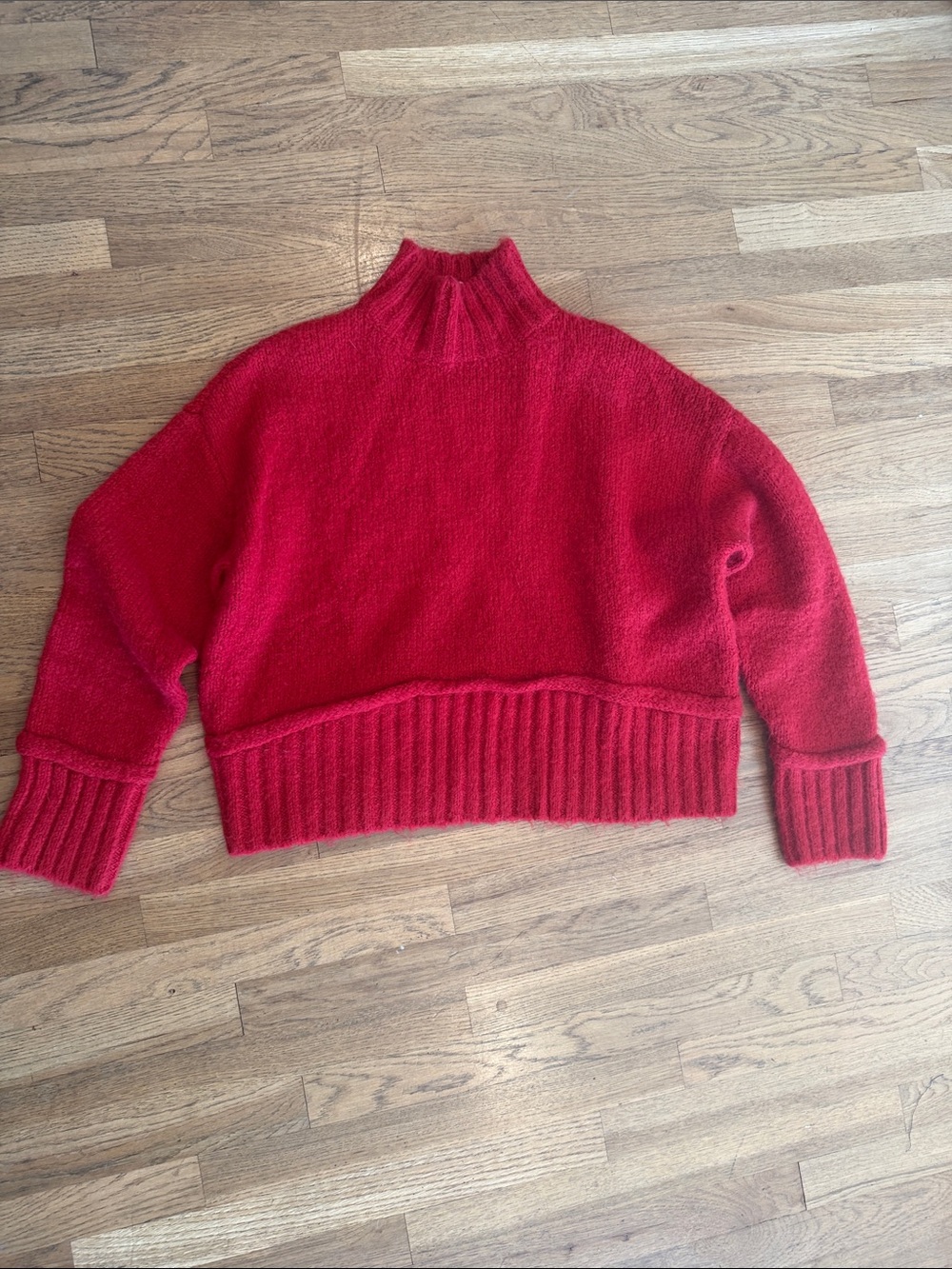 Stitch + feather Cozy Red Mock Neck Women's Sweater size small